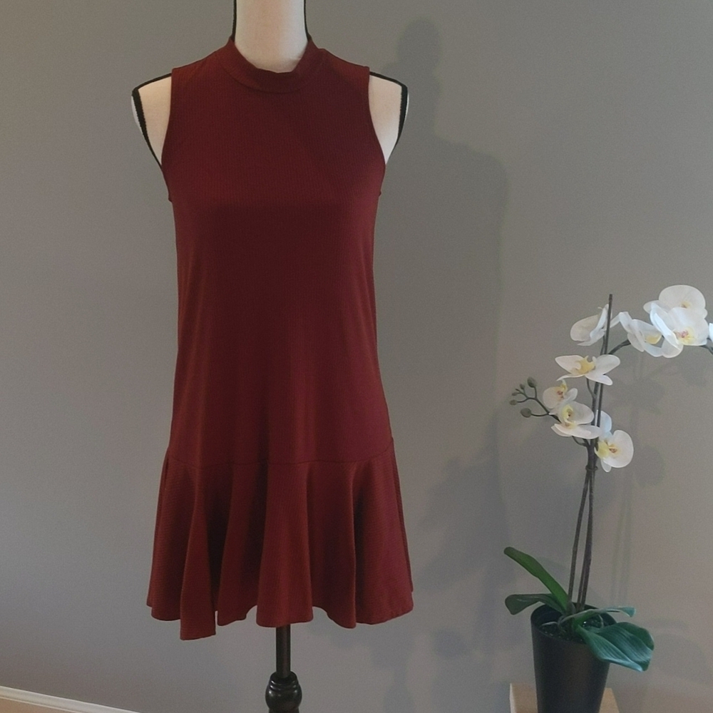 Love Fire Rust Orange Sleeveless Tunic Mini Dress